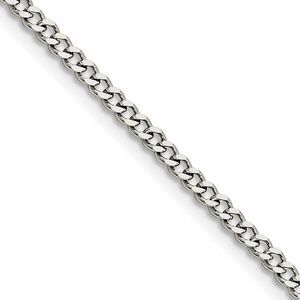 3mm Stainless Steel Flat Curb Chain Necklace, 24 Inch
